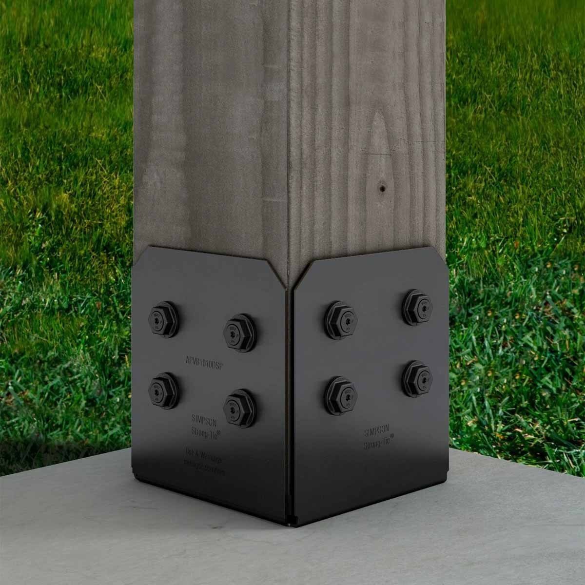 Simpson APVB1010DSP Strong-Tie Decorative Post Base Side Plates for 10x Posts - ZMAX Black Powder Coat - 4