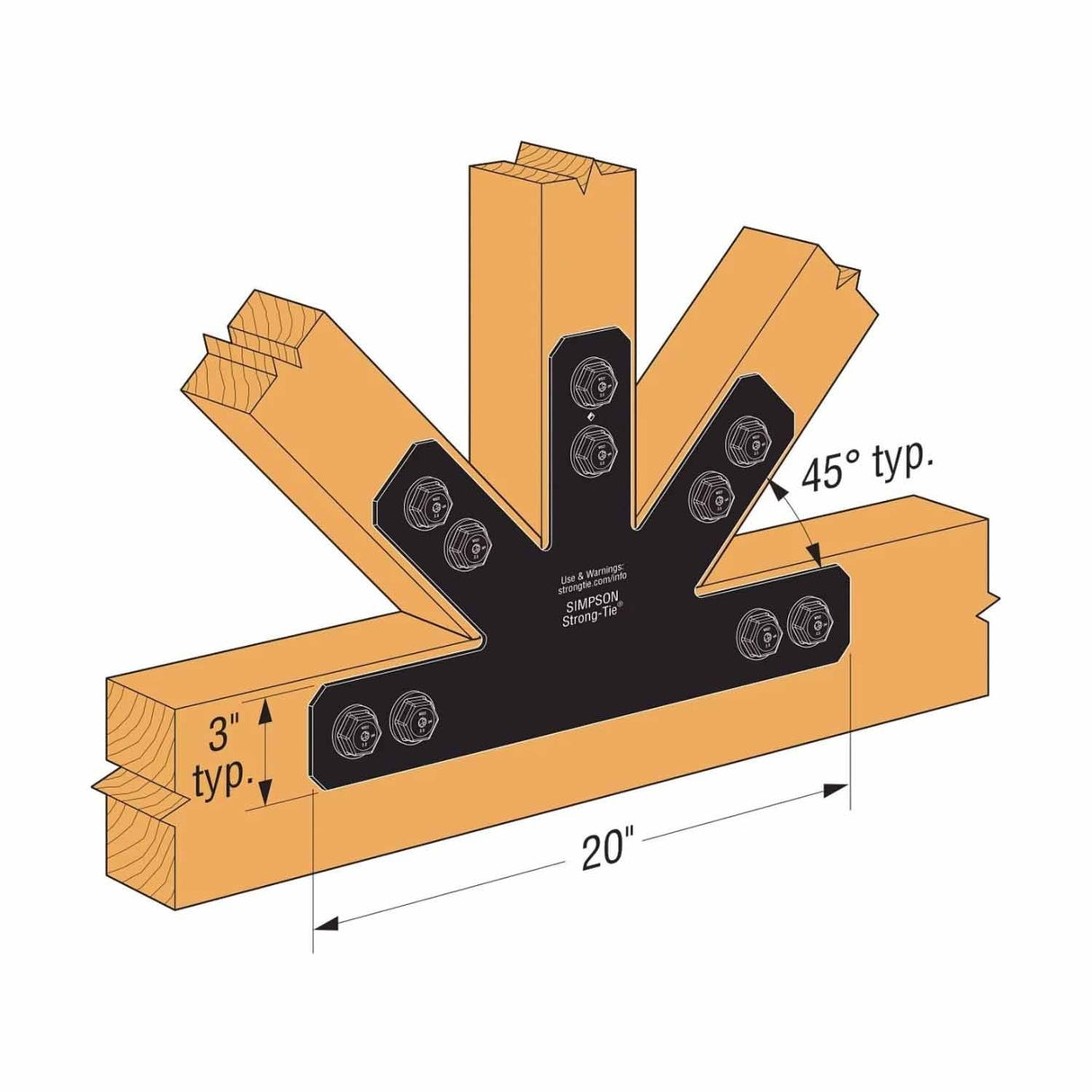Simpson Strong-Tie APVGP1212-4 (12:12, 4x) Outdoor Accents Avant Collection Black Powder-Coated Gable Plate - 4