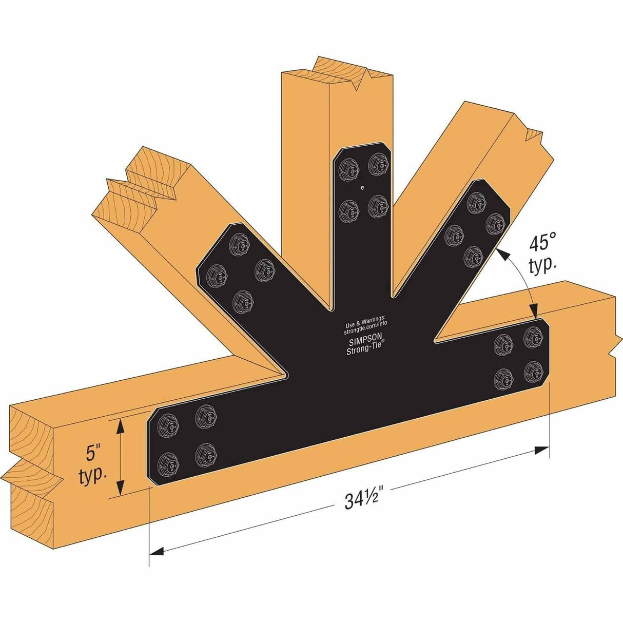 Simpson Strong-Tie APVGP1212 (12:12) Outdoor Accents Avant Collection Pitch Black Powder-Coated Gable Plate - 3