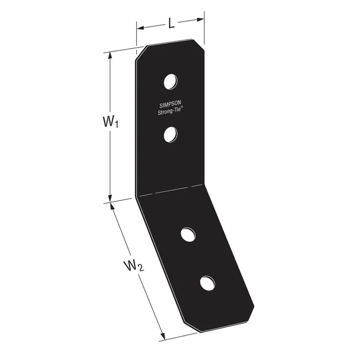 Simpson Strong-Tie APVKB45-4 (3" x 4x) 12Ga Decorative Knee Brace Connector - ZMAX/Black Powder Coating - 2