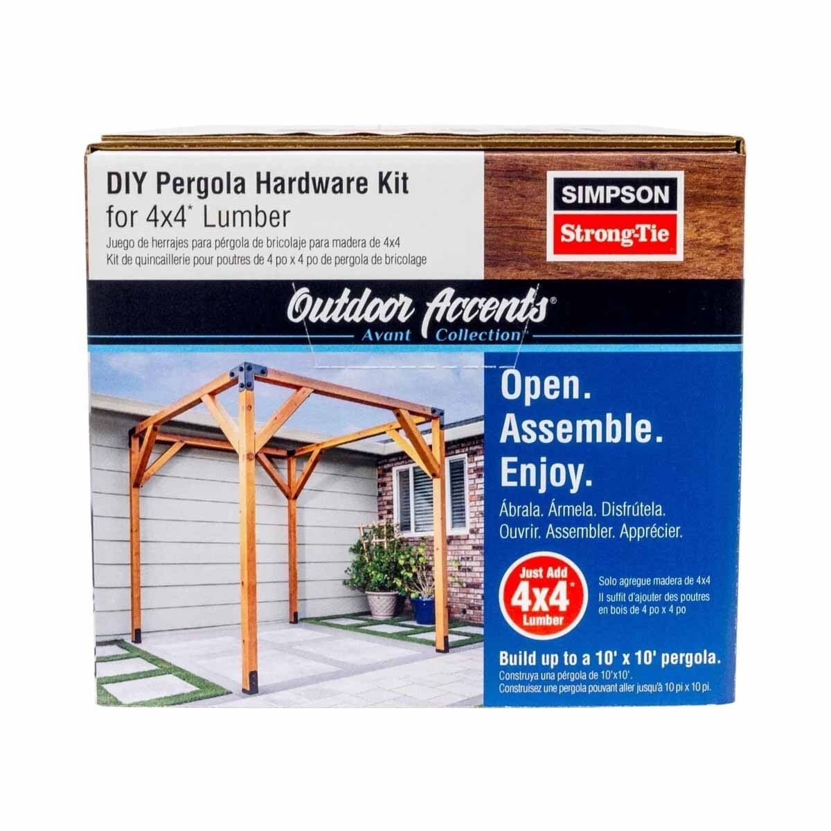 Simpson APVPK44-D1 Strong-Tie Simpson DIY Pergola Hardware Kit for 4x4 Lumber ZMAX Black Powder Coat - Complete Outdoor Accents Avant Collection Kit - 3