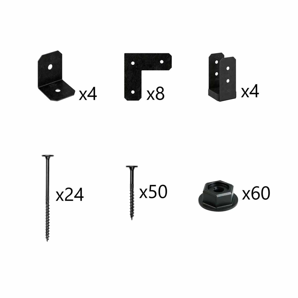 Simpson APVPK44-D1 Strong-Tie Simpson DIY Pergola Hardware Kit for 4x4 Lumber ZMAX Black Powder Coat - Complete Outdoor Accents Avant Collection Kit - 4