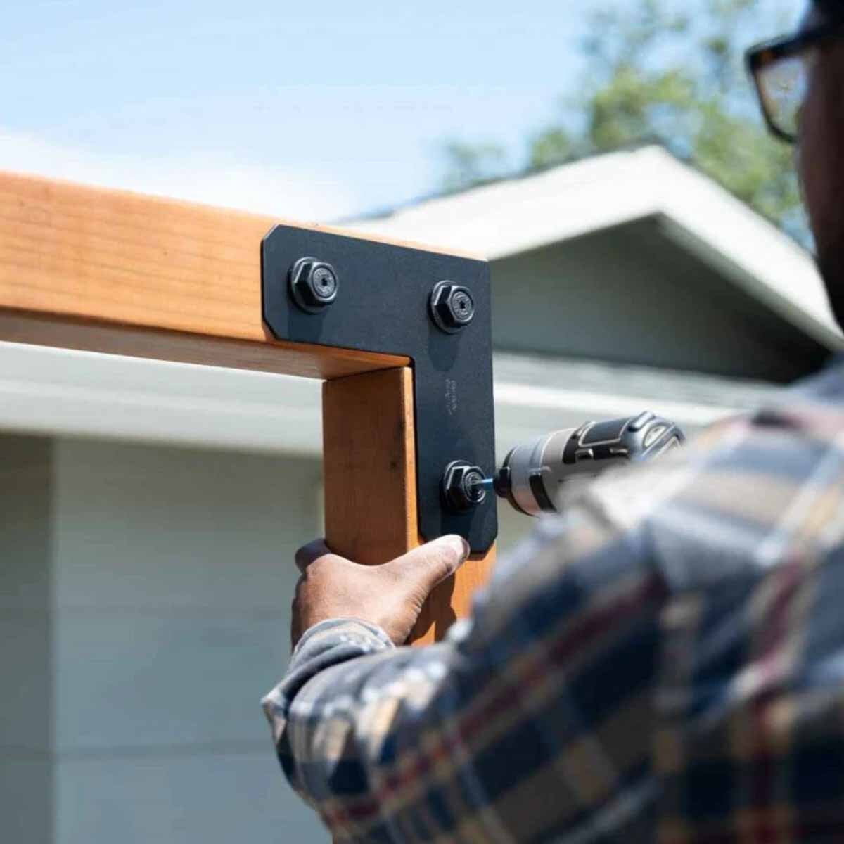 Simpson APVPK44-D1 Strong-Tie Simpson DIY Pergola Hardware Kit for 4x4 Lumber ZMAX Black Powder Coat - Complete Outdoor Accents Avant Collection Kit - 9