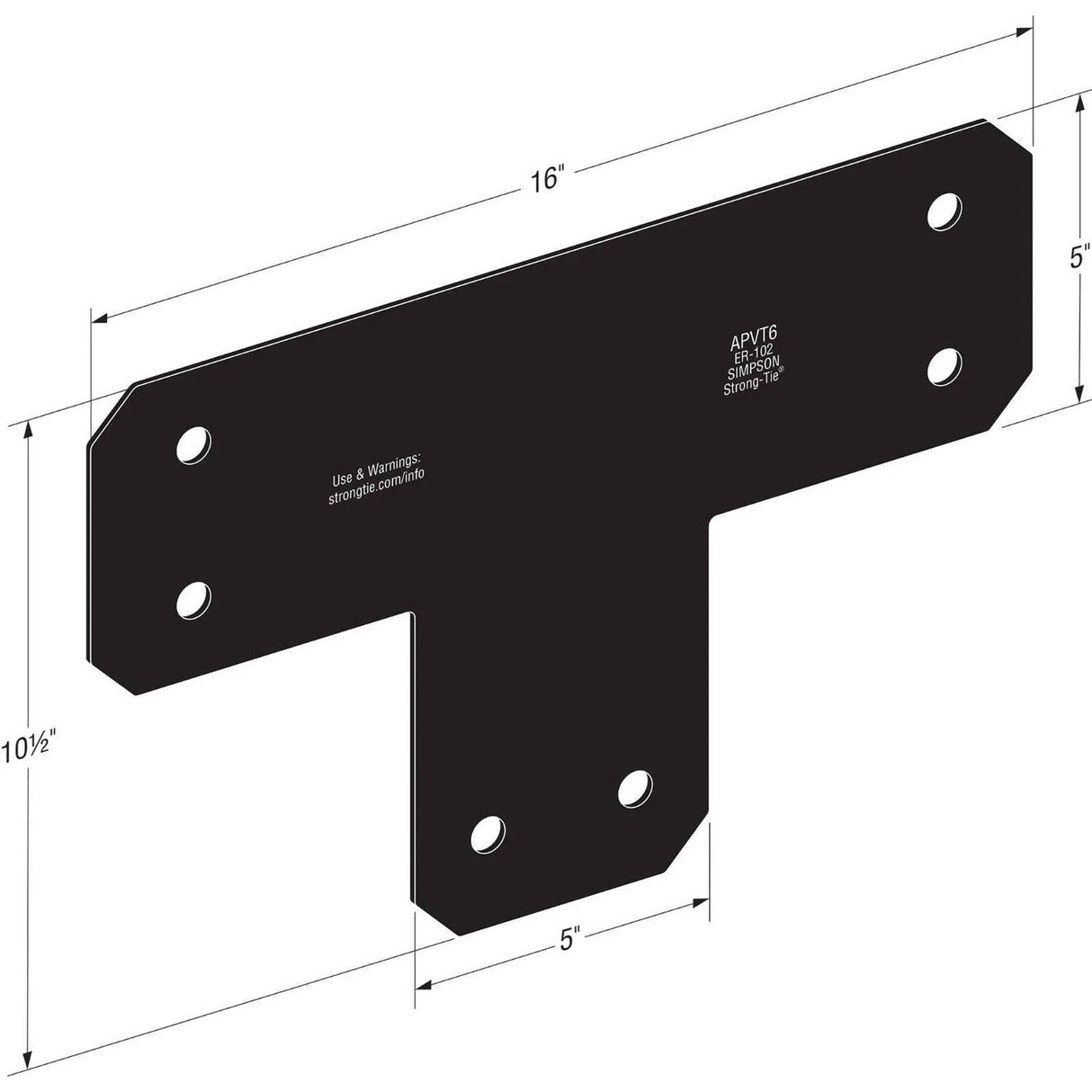 Simpson Strong-Tie APVT6 (16") 12Ga Outdoor Accents Avant Collection T Strap for 6x6 - 2