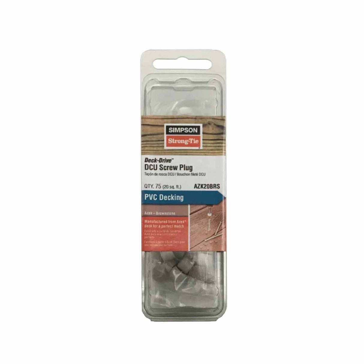 Simpson Strong-Tie AZK20BRS Deck-Drive (2") DCU Screw Plug - Azek Brownstone (75 Pack)