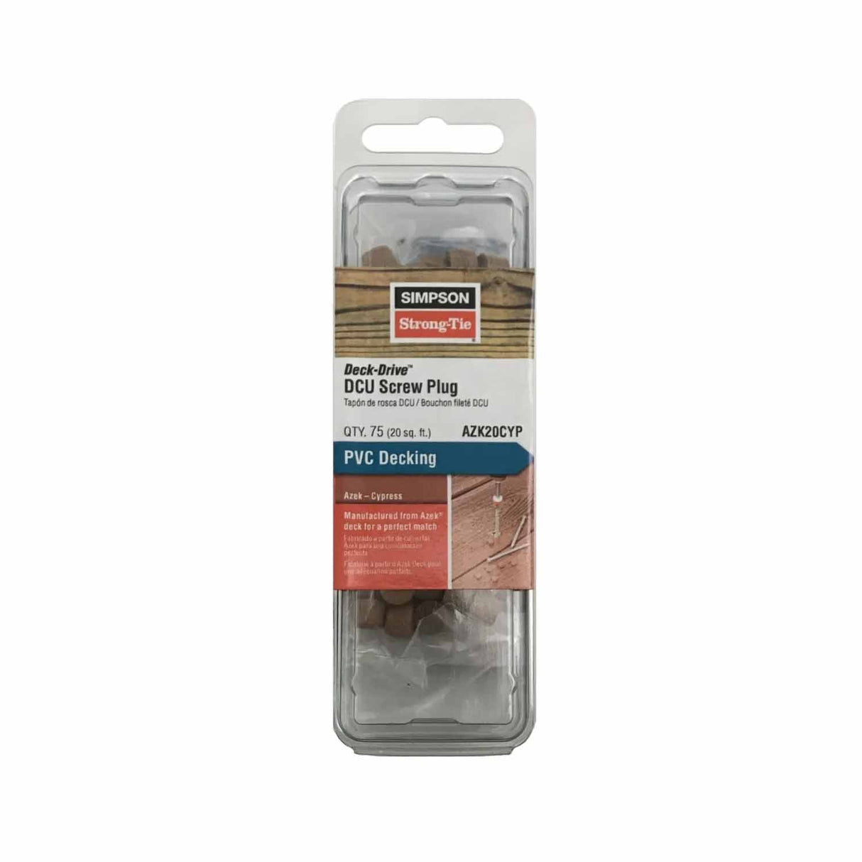 Simpson Strong-Tie AZK20CYP Deck-Drive (2") DCU Screw Plug - Azek Cypress (75 Pack)