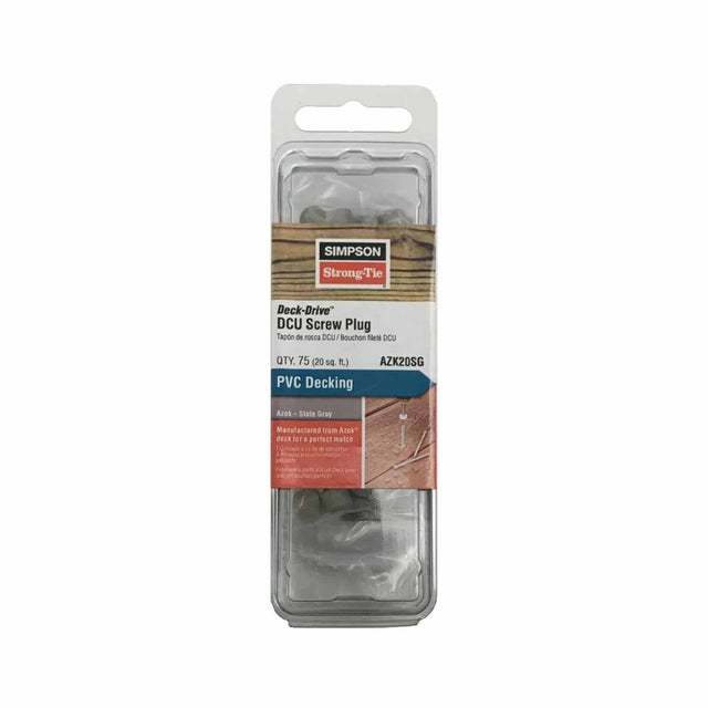 Simpson Strong-Tie AZK20SG Deck-Drive (2") DCU Screw Plug - Azek Slate Gray (75 Pack)