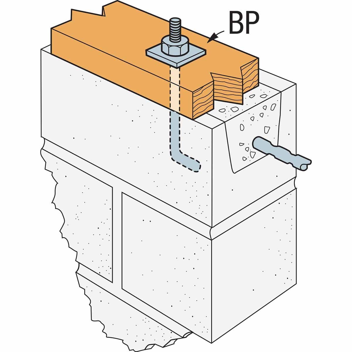 Simpson BP 1-1/4HDG Strong-Tie Hot-Dip Galvanized Bearing Plate for Wood-to-Concrete Anchoring - 9