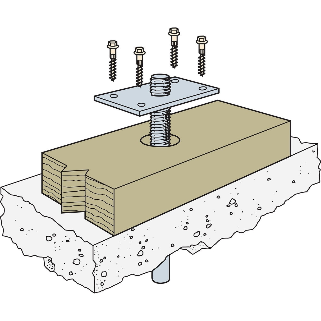 Simpson BP 1/2HDG Strong-Tie Hot-Dip Galvanized Bearing Plate with 1/2" Bolt Dia. - 6