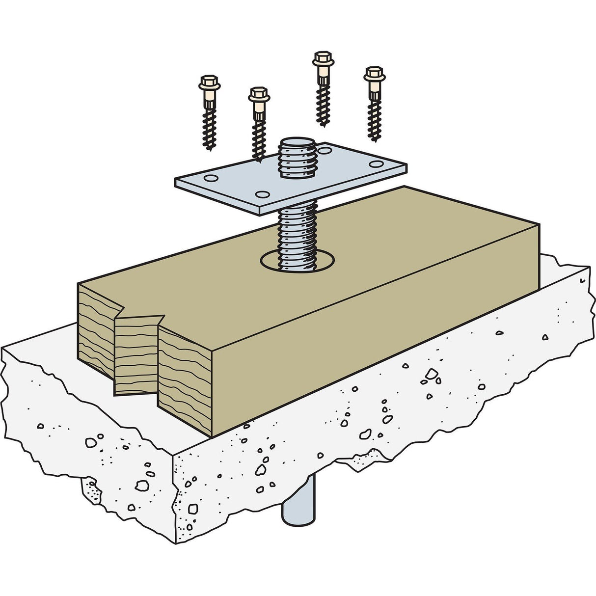 Simpson BP 5/8-2HDG Strong-Tie Hot-Dip Galvanized Bearing Plate with 5/8" Bolt Dia. - 6