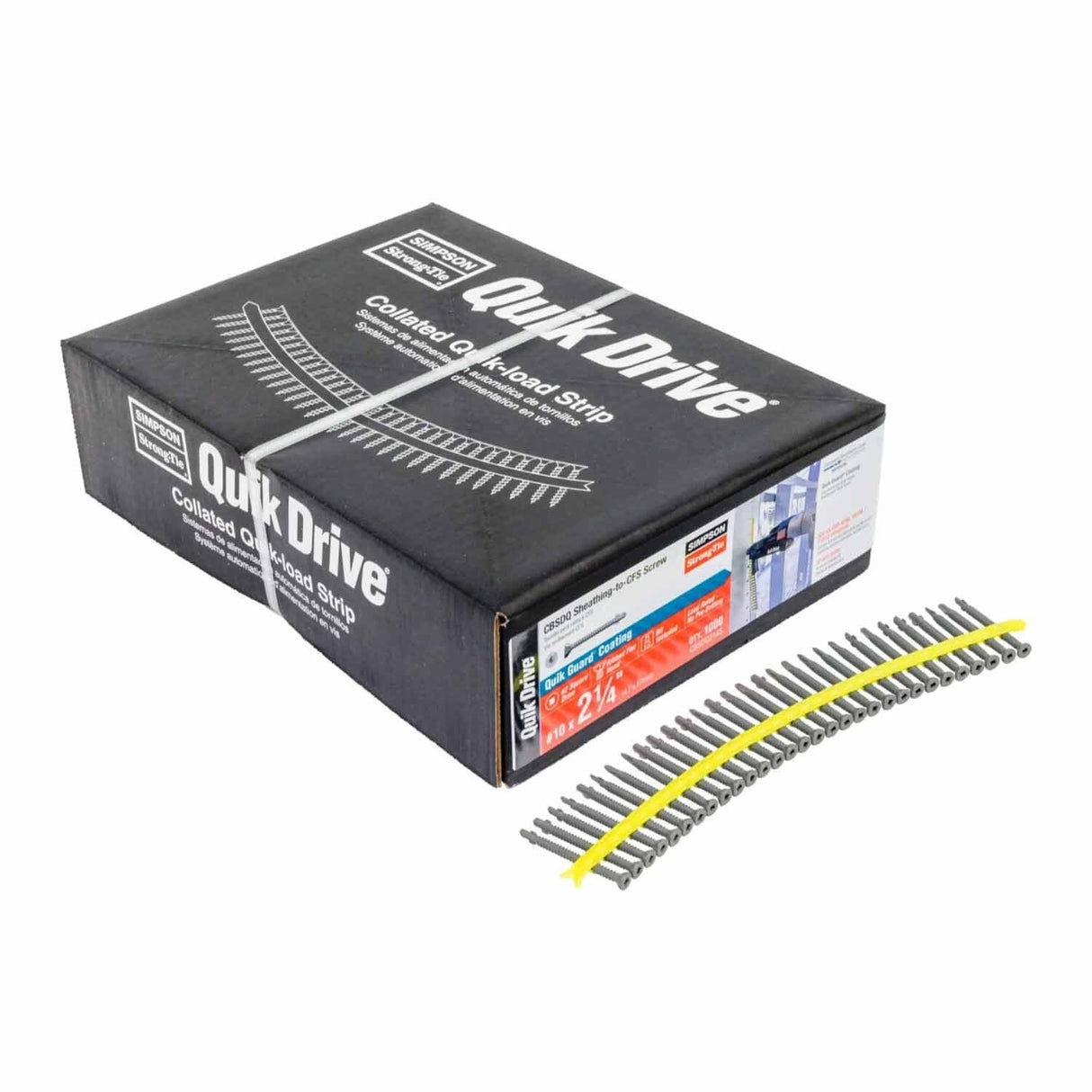 Simpson Strong-Tie CBSDQ214S (#10 x 2-1/4") Collated Sheathing-to-CFS Screw, Quik Guard Coating  (1000 Pack) - 3