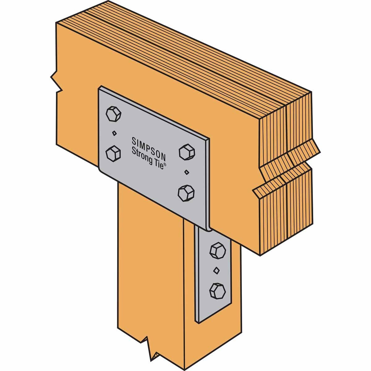 Simpson CC5 1/4-8 Strong-Tie Heavy-Duty Column Cap for 5-1/8" Beam and 8x Post - Structural Wood Connector - 2