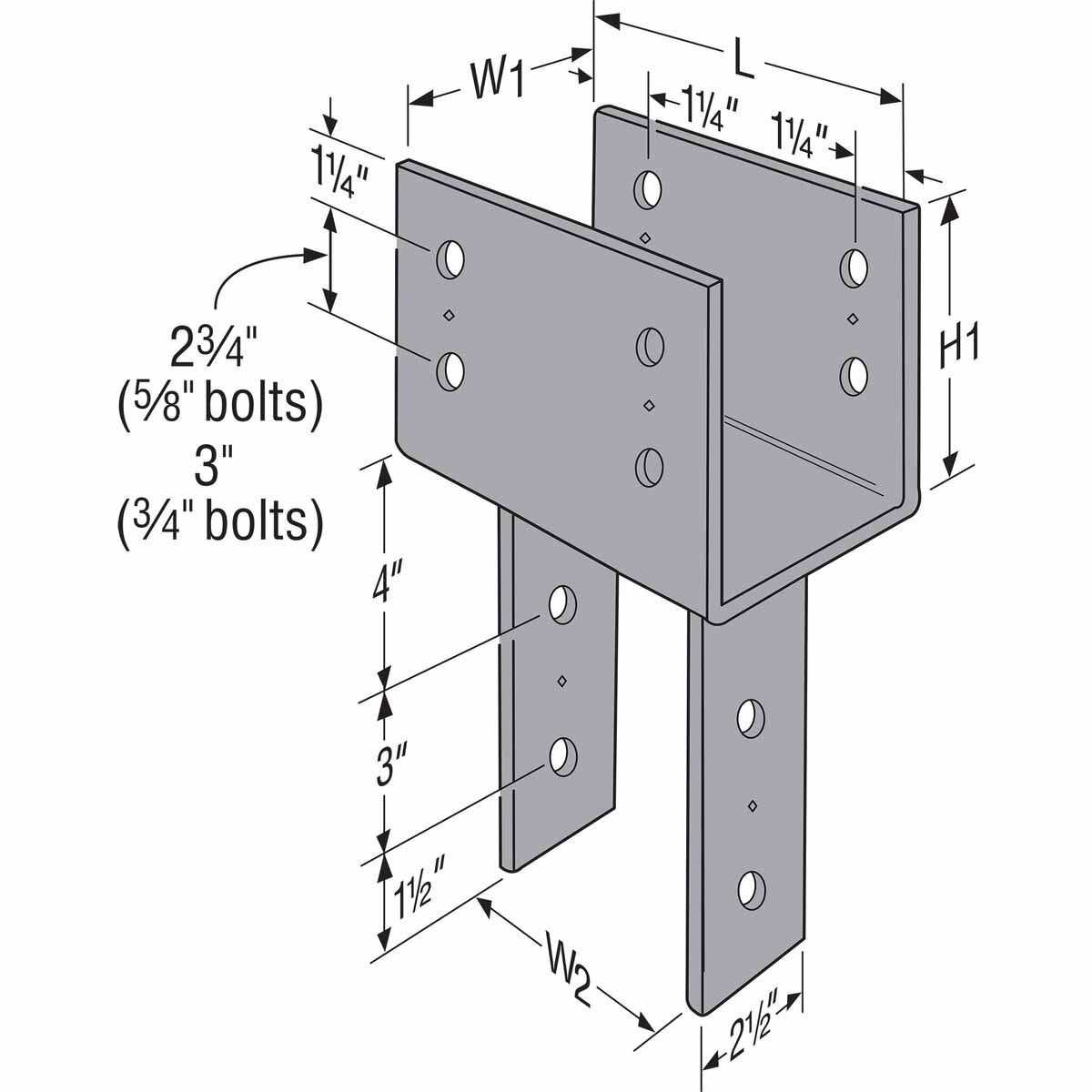 Simpson CC5 1/4-8 Strong-Tie Heavy-Duty Column Cap for 5-1/8" Beam and 8x Post - Structural Wood Connector - 3