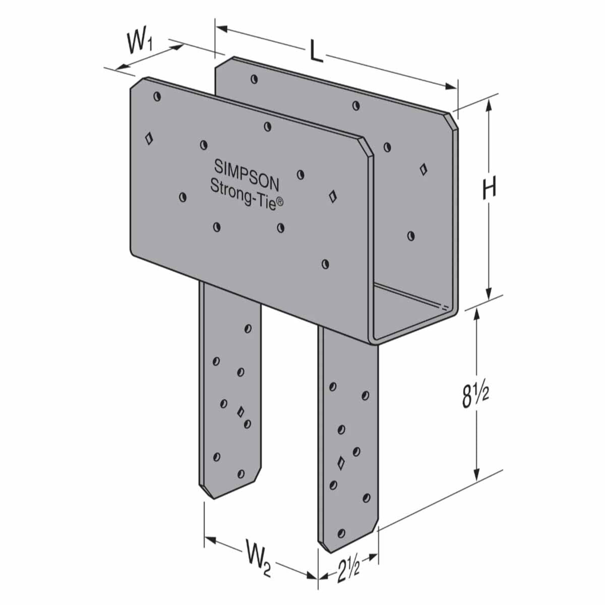 Simpson CCQ3-4SDS2.5 Strong-Tie Column Cap for 3-1/8" Beam and 4x Post with SDS Screws - 4