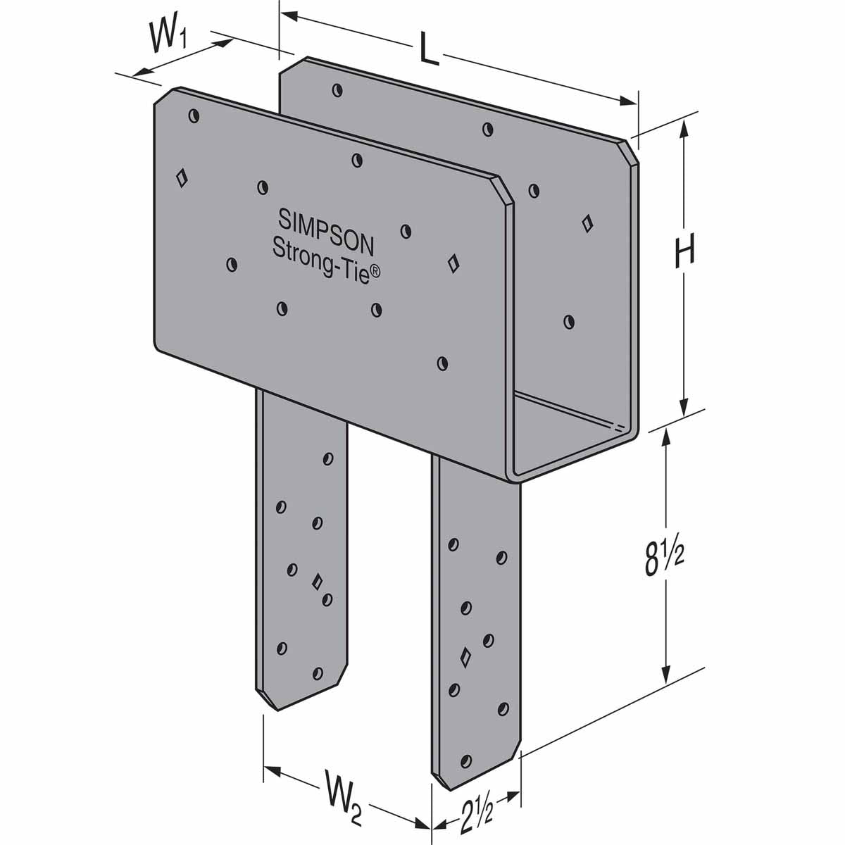 Simpson Strong-Tie CCQ94SDS2.5 Heavy-Gauge Steel Column Cap with SDS Screws for 9x Beam to 4x Post Connections - 2