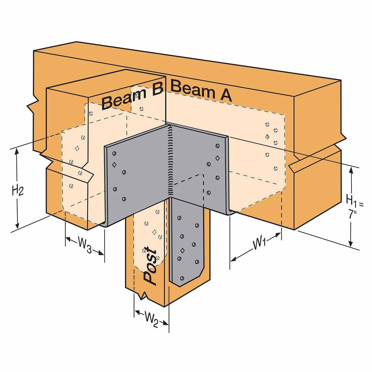 Simpson Strong-Tie CCTQ666SDS T-Shape Column Cap for 6x Beam and 6x Post - Heavy-Duty Structural Connector - 2