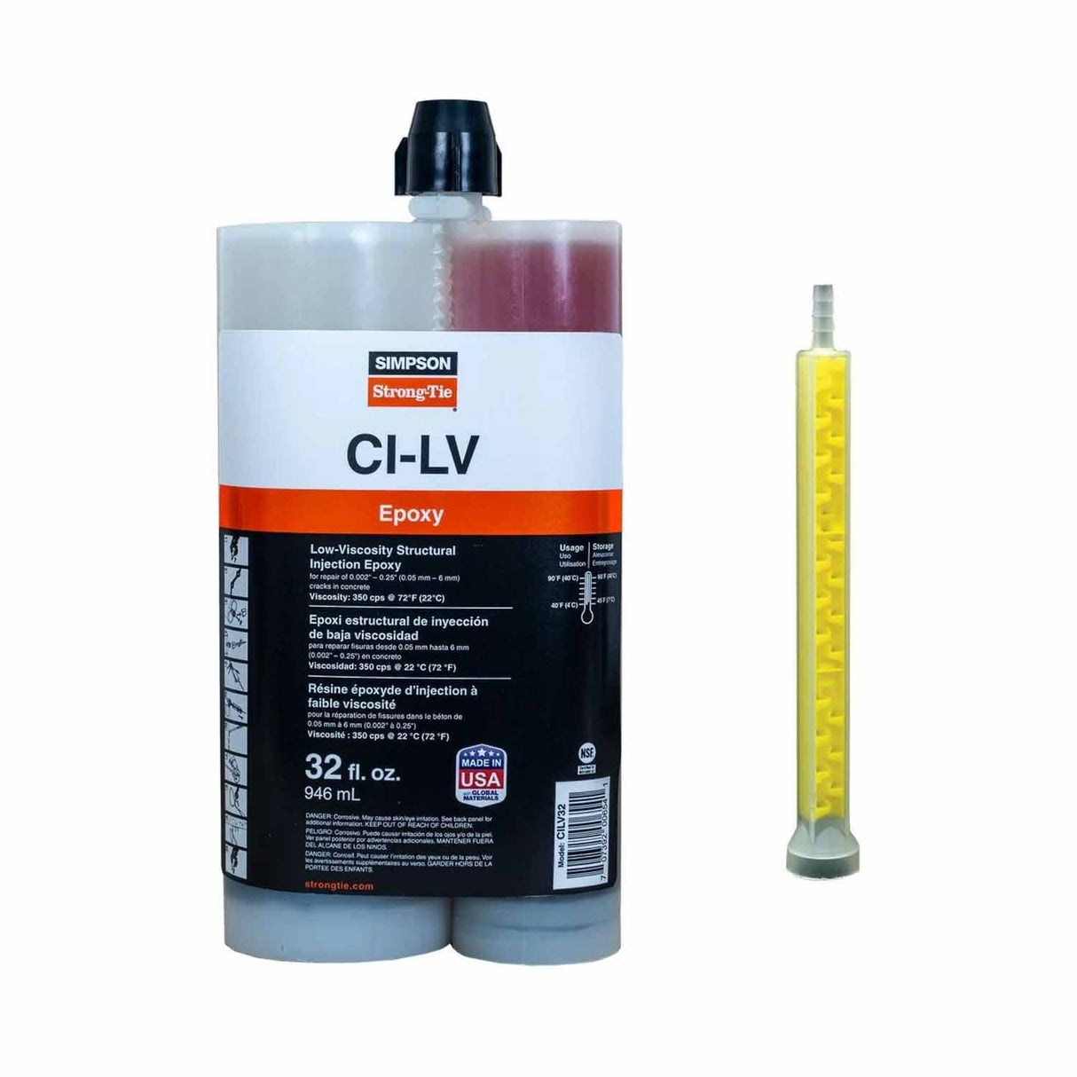 Simpson Strong-Tie CILV32 (32 oz.) Low-Viscosity Structural Injection Epoxy for Concrete Crack Repair