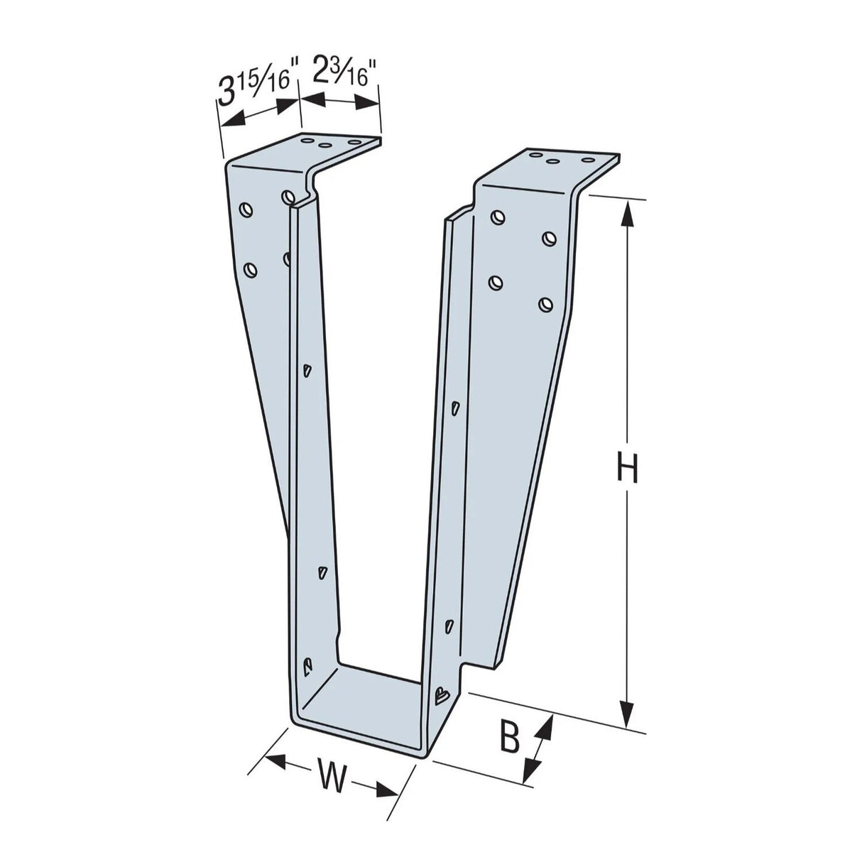 Simpson Strong-Tie DHU3.56/18TF (3-1/2" x 18") Drywall Top Flange Hanger with SDS Screws - G90 Galvanized - 2