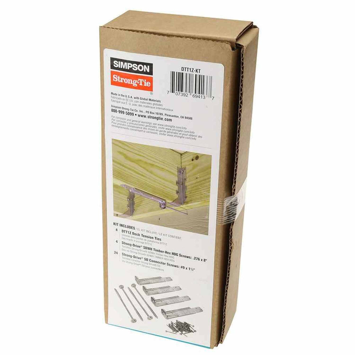 Simpson Strong-Tie DTT1Z-KT (1-1/2" x 7-1/8") 14 Gauge Deck Tension Tie - ZMAX Finish (4 Pack) - 3