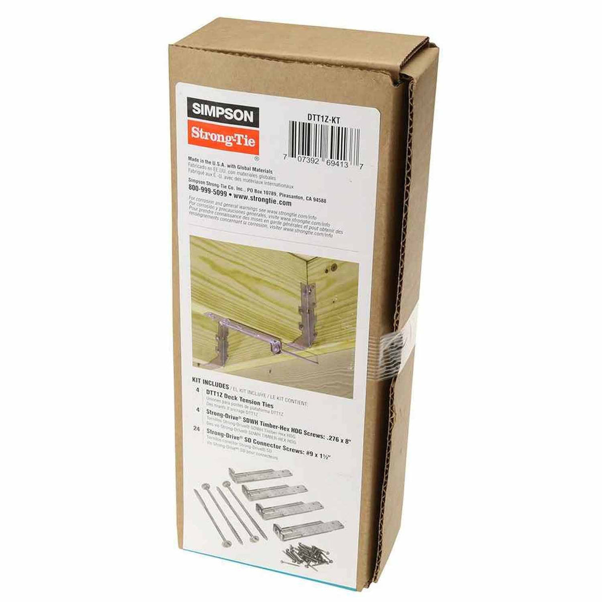 Simpson Strong-Tie DTT1Z-KT (1-1/2" x 7-1/8") 14 Gauge Deck Tension Tie - ZMAX Finish (4 Pack) - 3