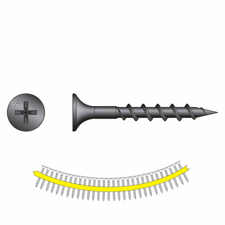 Simpson Strong-Tie DWC114PS (#6 x 1-1/4") Collated Drywall Screw #2 Phillips Bugle-Head Gray Phosphate (2500 Pack)