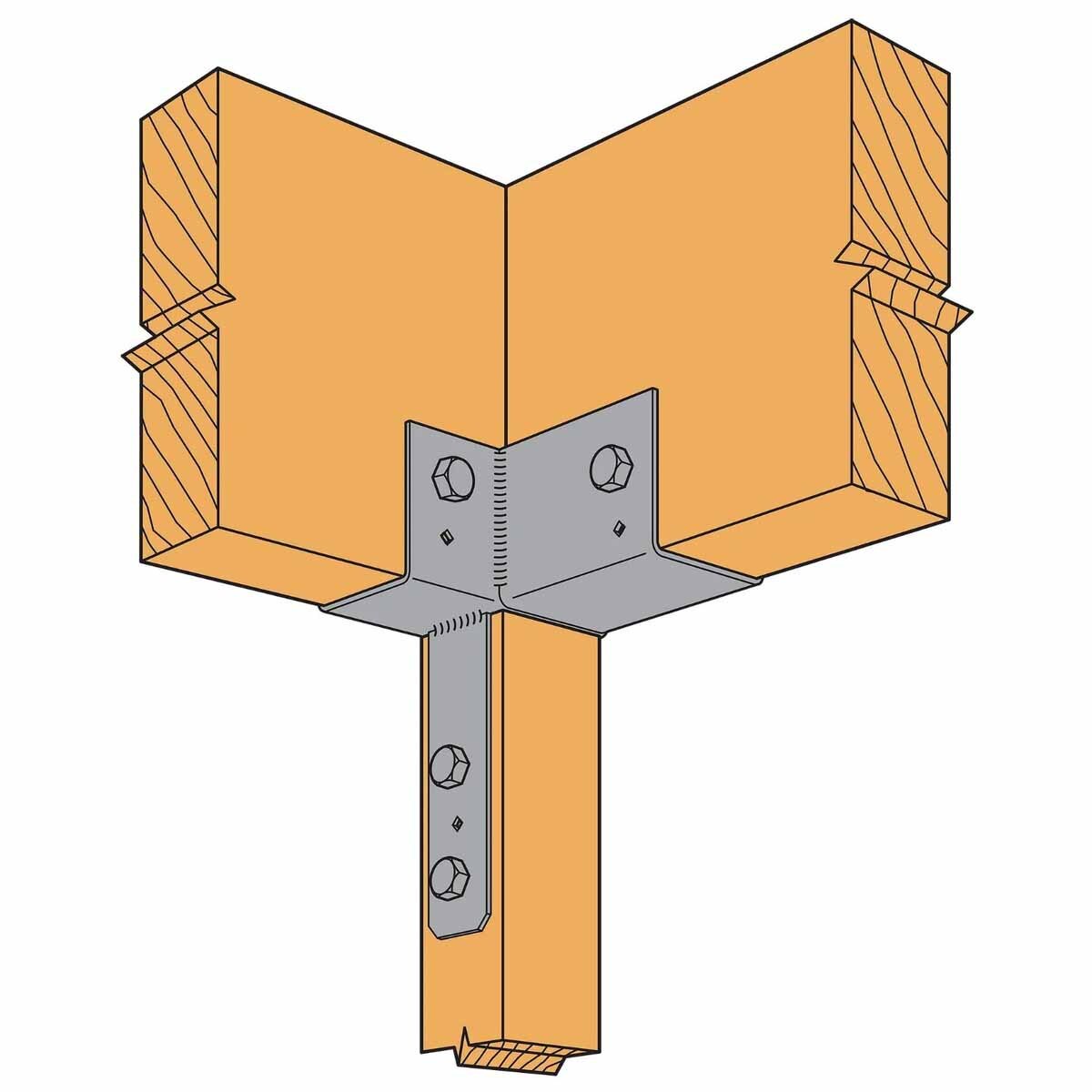 Simpson Strong-Tie ECCLR444 None L-Shape End Column Cap for 4x Beams and 4x Post, Skewed Right - 3