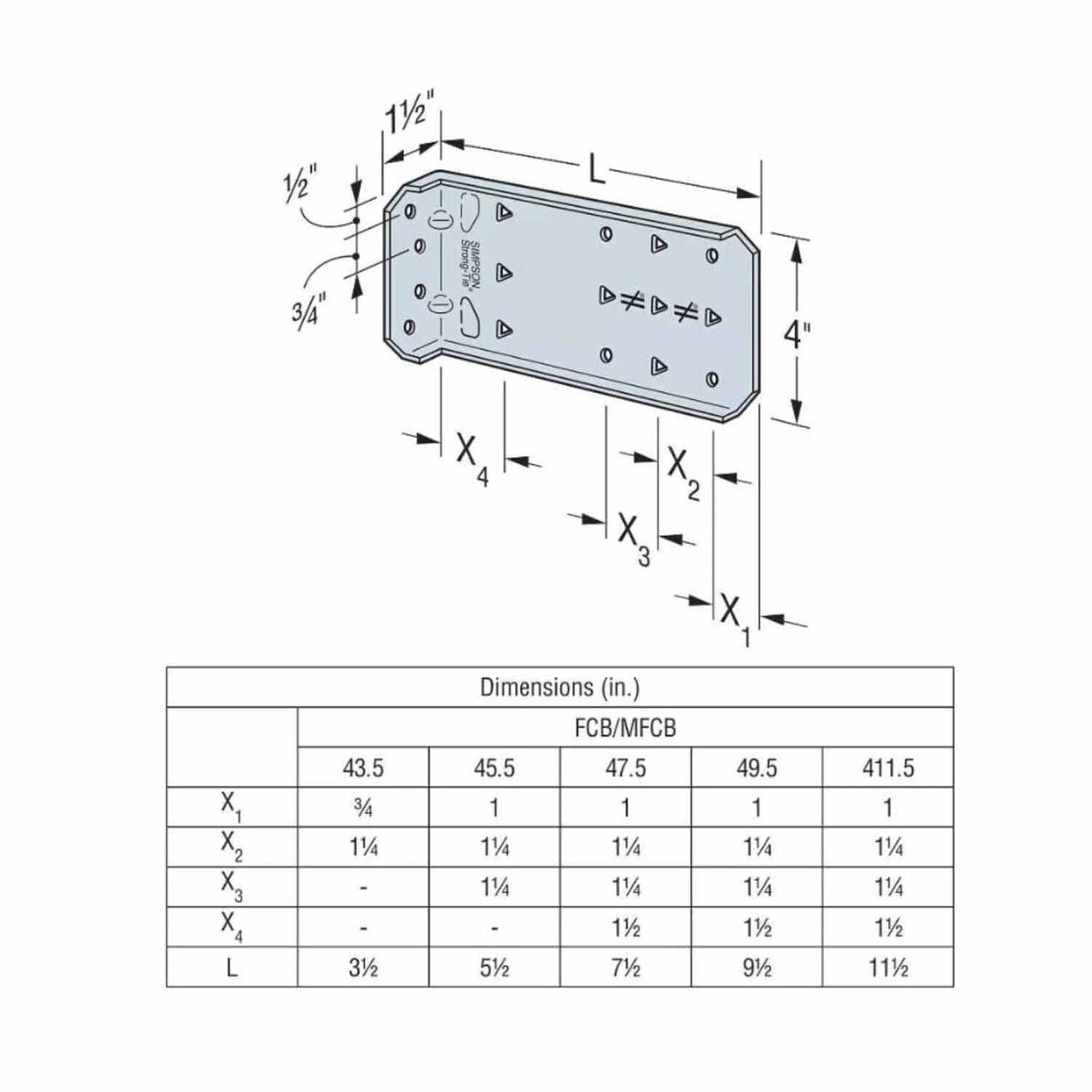 Simpson Strong-Tie FCB45.5-R25 (5-1/2") Bypass Framing Fixed-Clip Connector (25 Pack) - 7