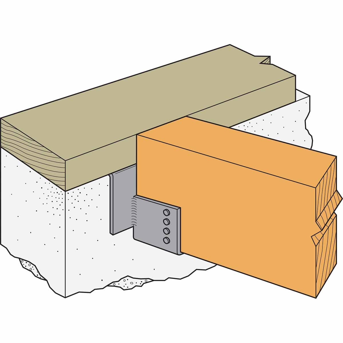 Simpson GH66-8 Strong-Tie Top-Flange Hanger for 6x6 Girder on 8-in Foundation Wall - 2