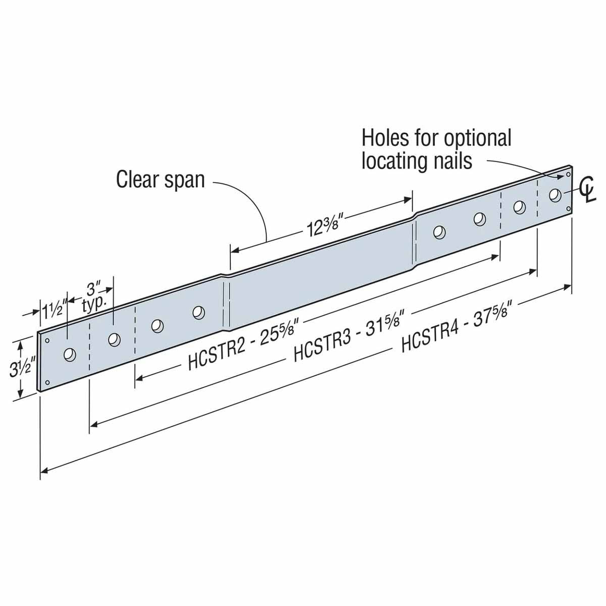 Simpson HCSTR3 Strong-Tie Simpson Hinge Connector Strap 7 Gauge Galvanized for Engineered Wood Applications - 2