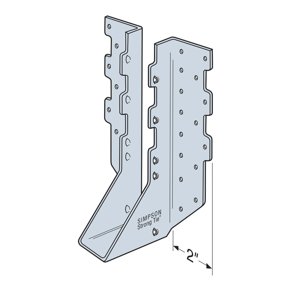 Simpson Strong-Tie HUS28 (2" x 8") 14Ga Heavy Galvanized Concealed-Flange Face-Mount Joist Hanger - 2