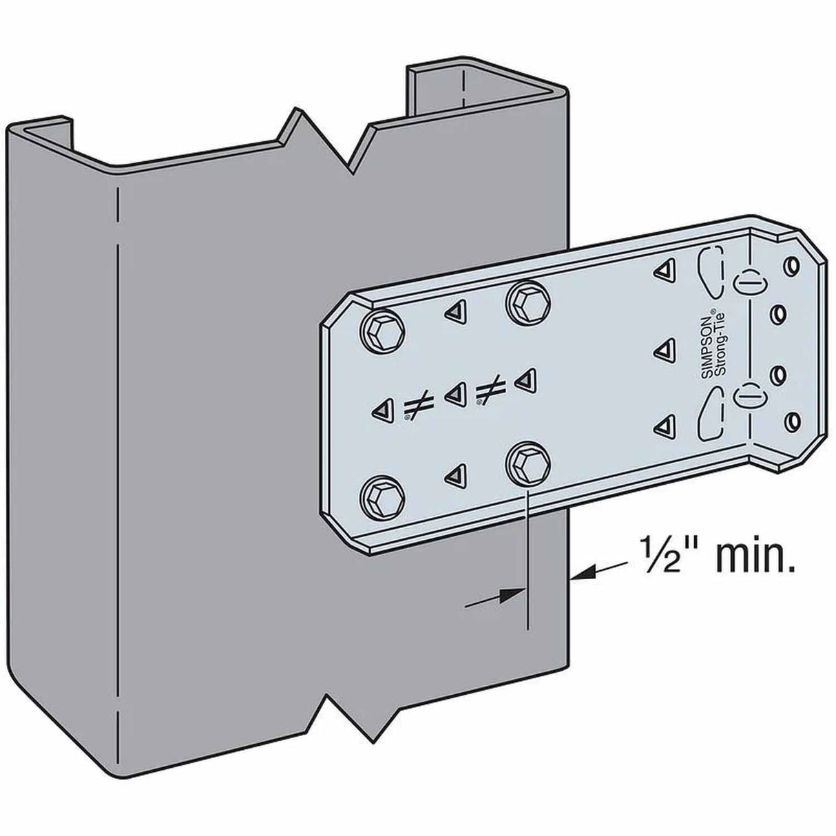 Simpson Strong-Tie MFCB43.5-R25 (3-1/2") Bypass Framing Fixed-Clip Connector (25 Pack) - 2
