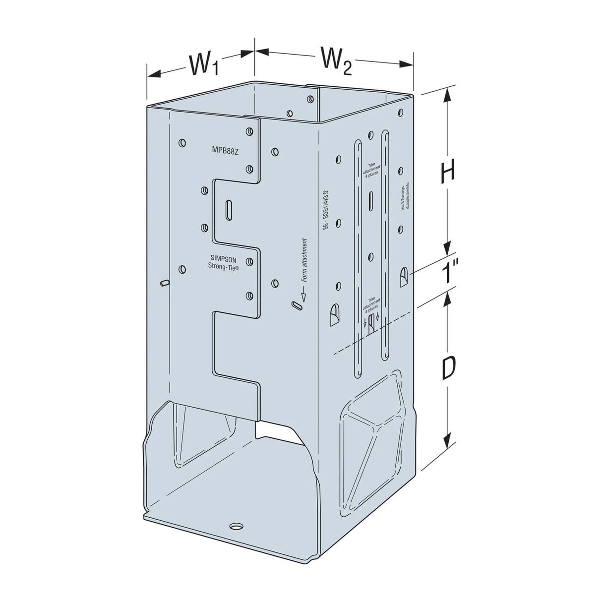 Simpson Strong-Tie MPB88Z (8x8) Moment Post Base - Zmax Finish - 2