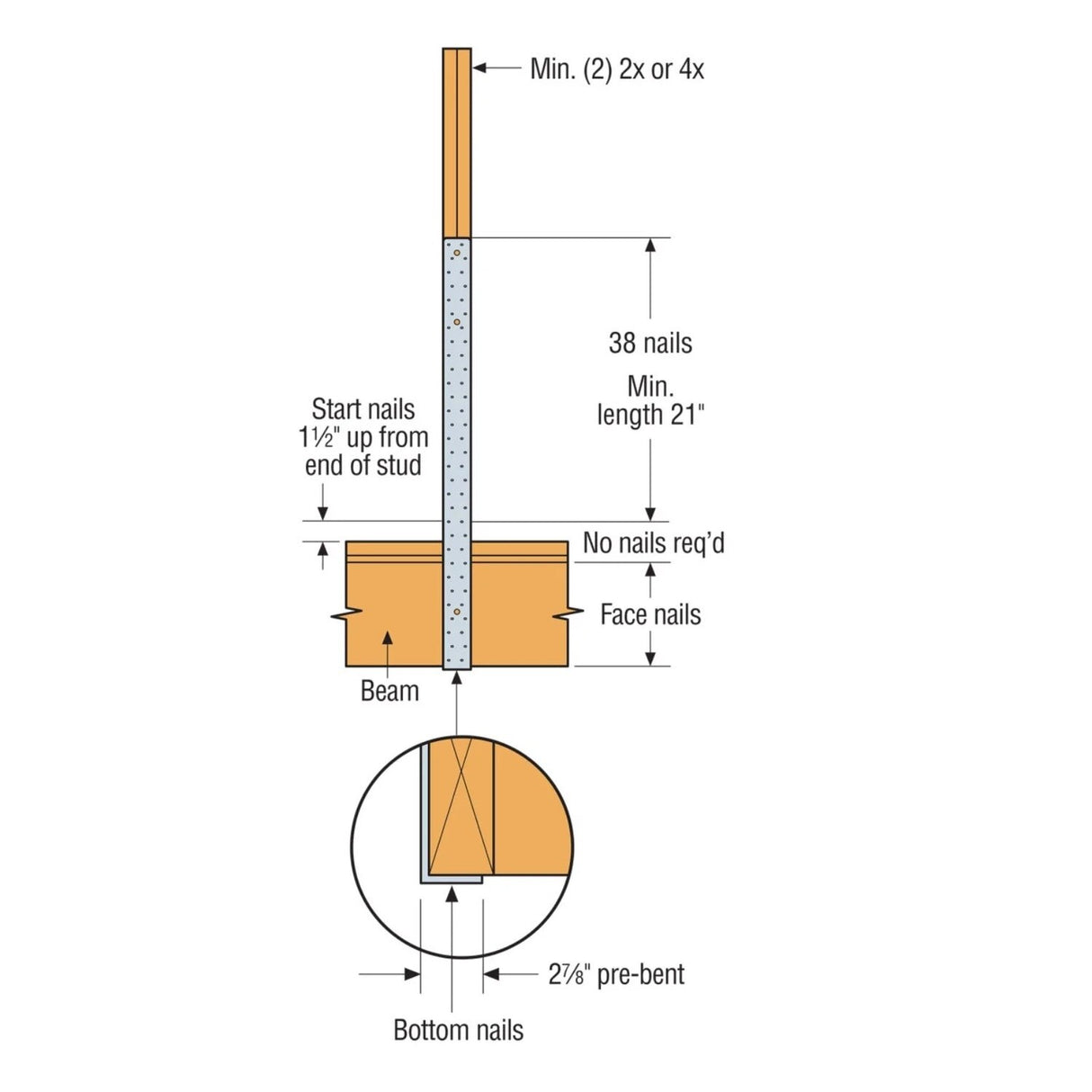 Simpson Strong-Tie MSTC48B3 (44-7/8 in.) Pre-Bent Strap, 14 gauge - Galvanized - 3