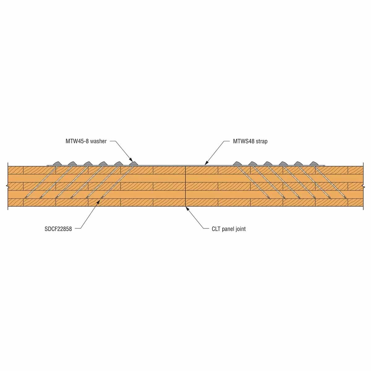 Simpson MTWS48-5.5 Strong-Tie 7-Gauge Mass Timber Washer Strap for CLT and Engineered Wood Connections - 3