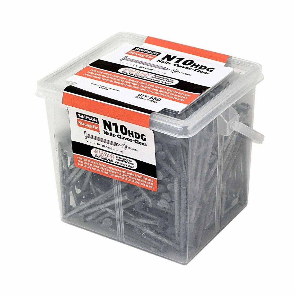 Simpson Strong-Tie N10D5HDG-R Strong-Drive (10D x 1-1/2" x 0.148") HDG Smooth-Shank Connector Nail (600 Pack)
