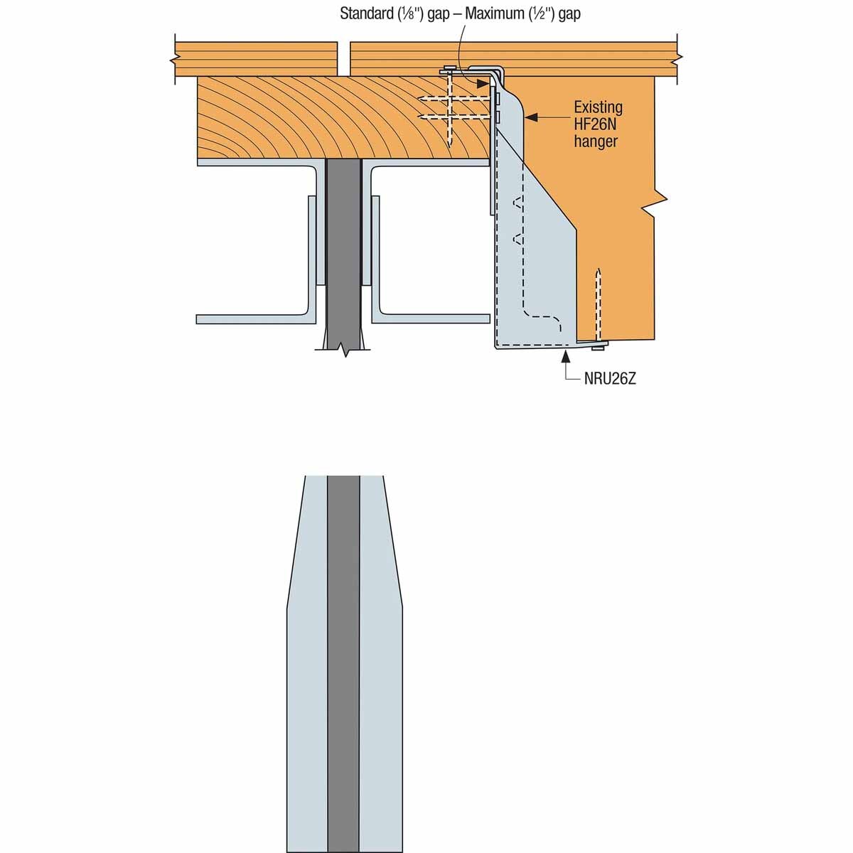 Simpson NRU46Z Strong-Tie Retrofit Hanger for 4x6 ZMAX Galvanized - Panelized Roof Joist Connector - 4