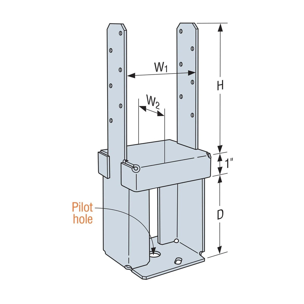 Simpson Strong-Tie PPB44-6Z (4X4) 12 Gauge Porch Post Base 6" Depth - ZMAX Finish - 2
