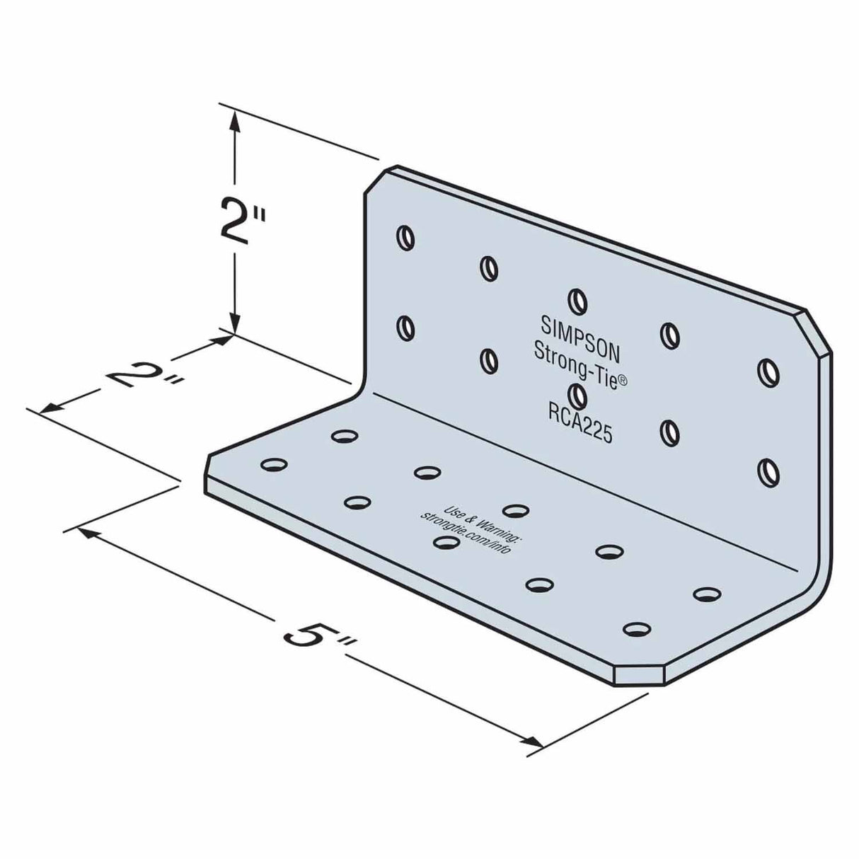 Simpson Strong-Tie RCA225/54-R90 (2" x 2" x 5") Galvanized Rigid Connector Angle (90 Pack) - 2