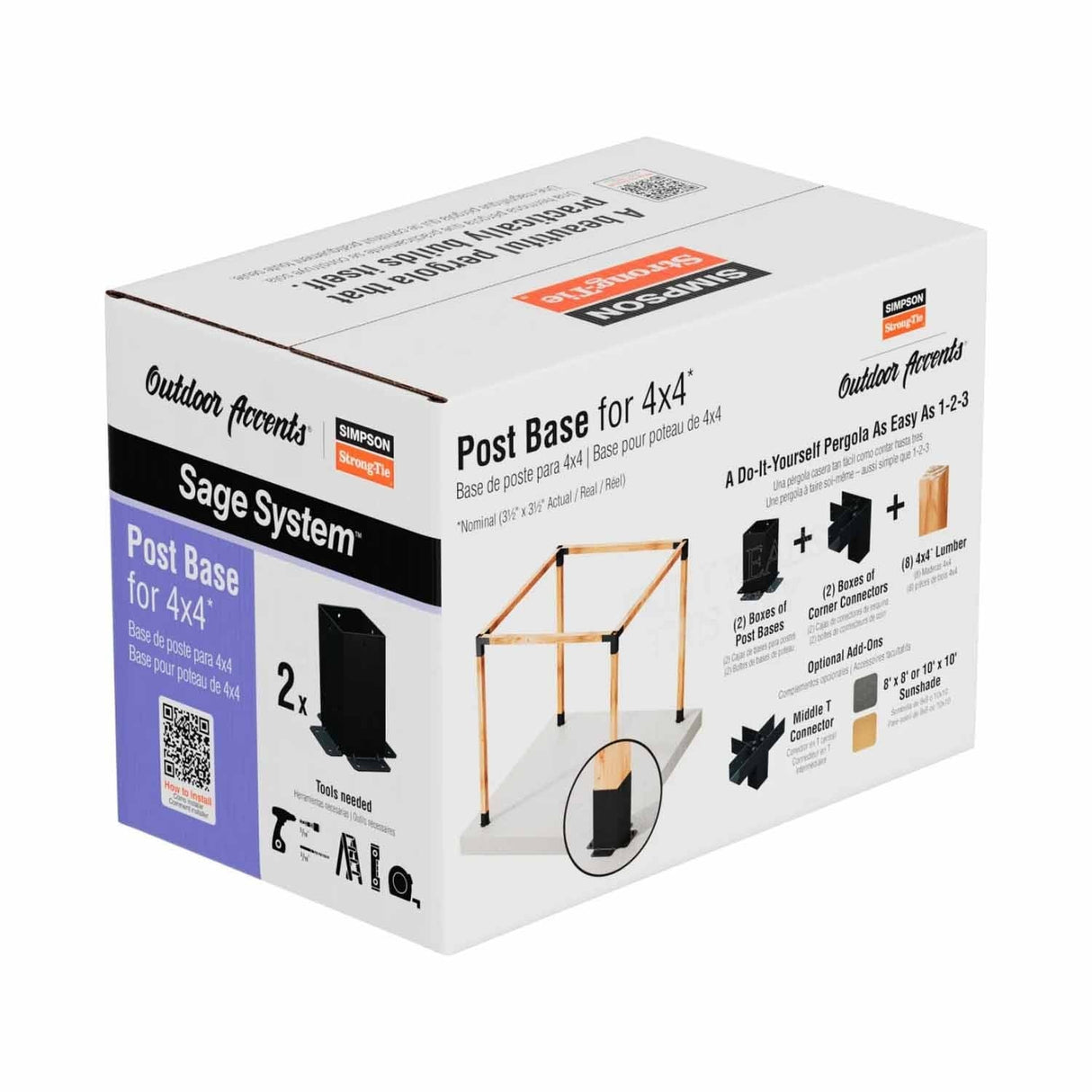 Simpson Strong-Tie SAGE-B44-KT2 (4x4) Black Powder Coated Sage-B Post Base with Screws (2 Pack) - 10