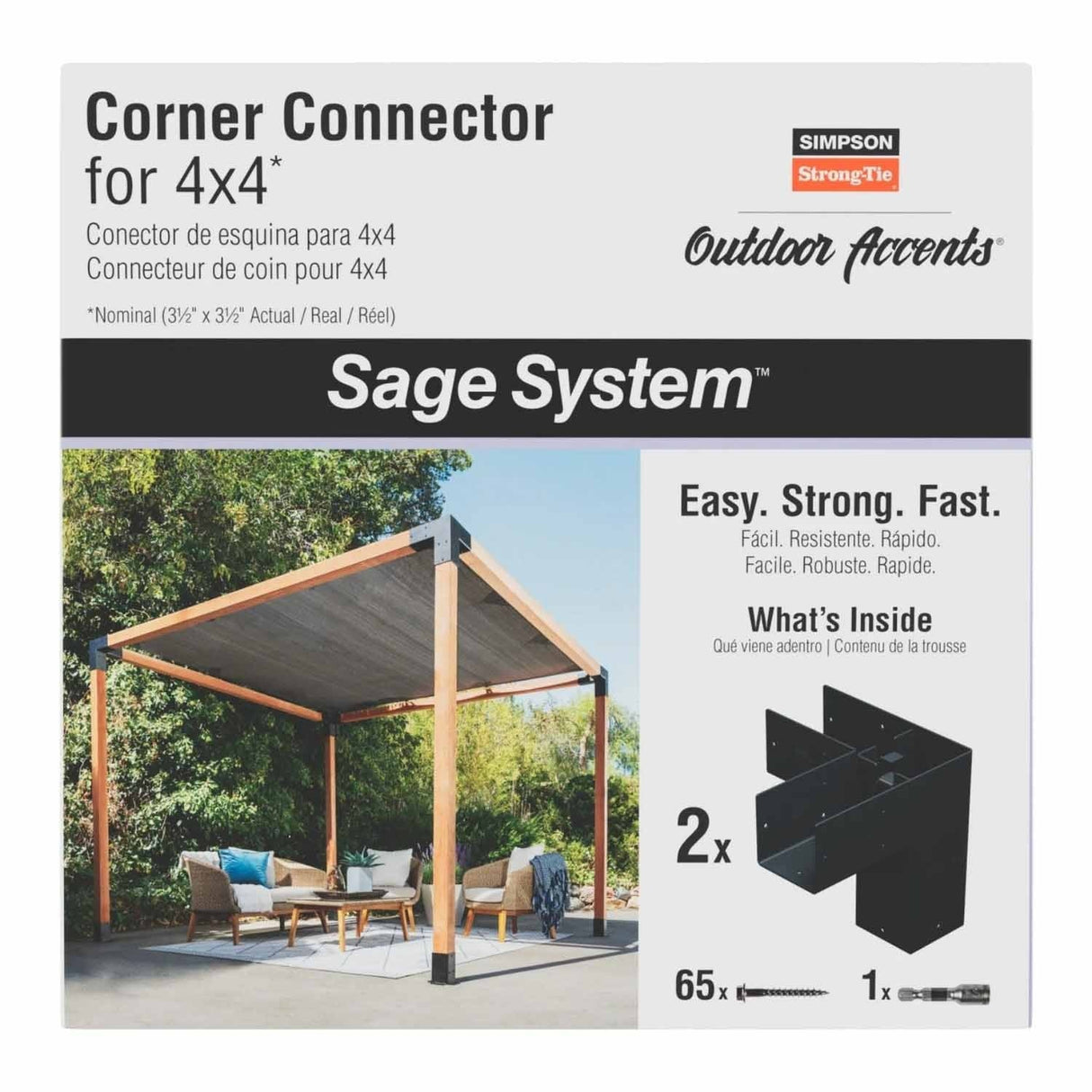 Simpson Strong-Tie SAGE-C44-KT2 (4x4) Sage-C Black Powder-Coated Corner Connector with Screws (2 Pack) - 2