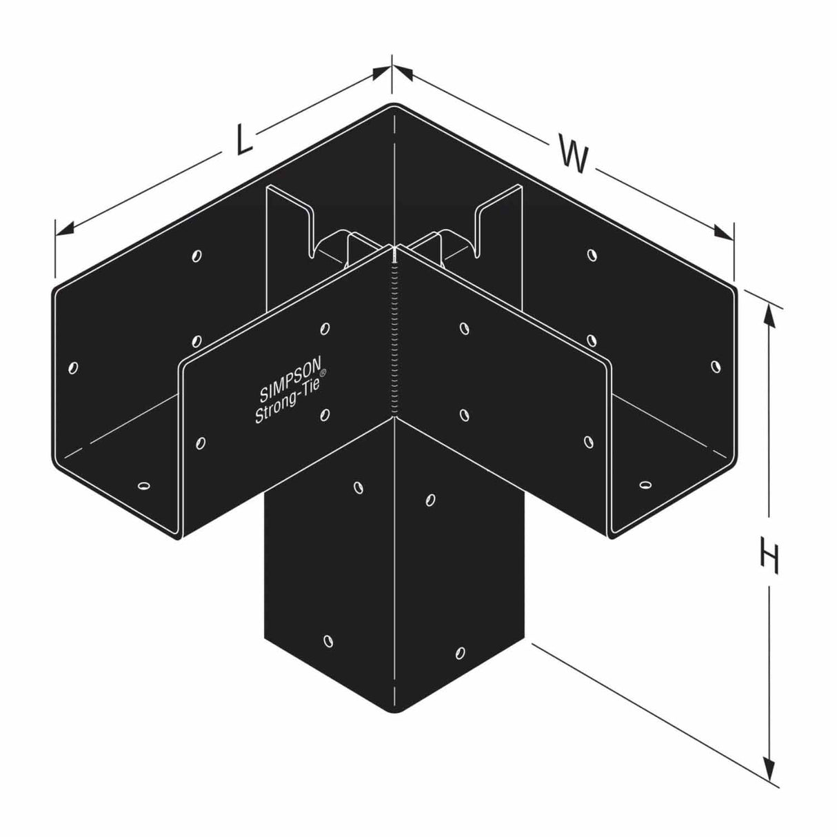 Simpson Strong-Tie SAGE-C44-KT2 (4x4) Sage-C Black Powder-Coated Corner Connector with Screws (2 Pack) - 7