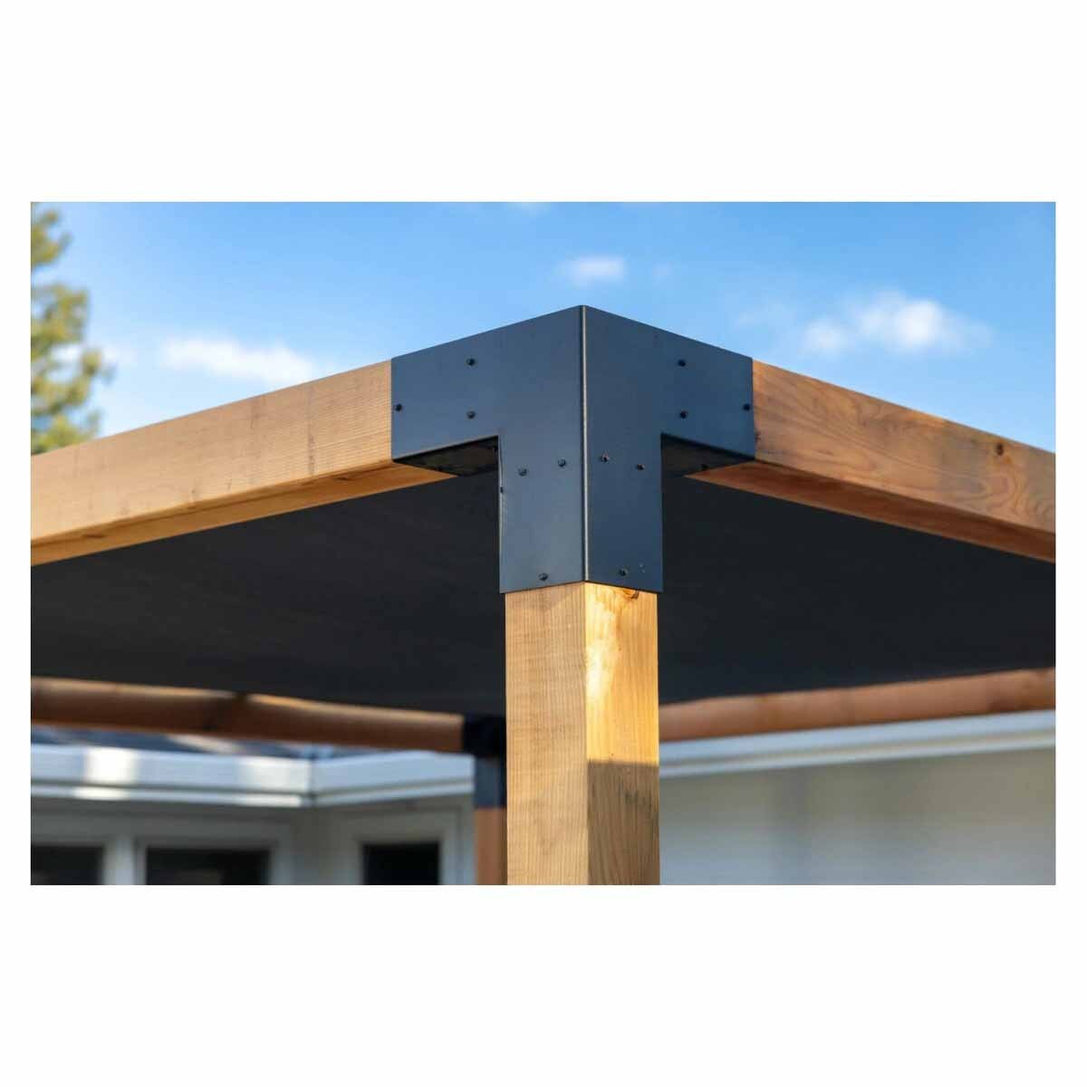 Simpson SAGE-C66-KT2 Strong-Tie Outdoor Accents Sage System 6x6 Corner Connector Kit with Screws - Decorative Black Powder-Coated Steel for Pergolas and Outdoor Structures (2 Pack) - 5