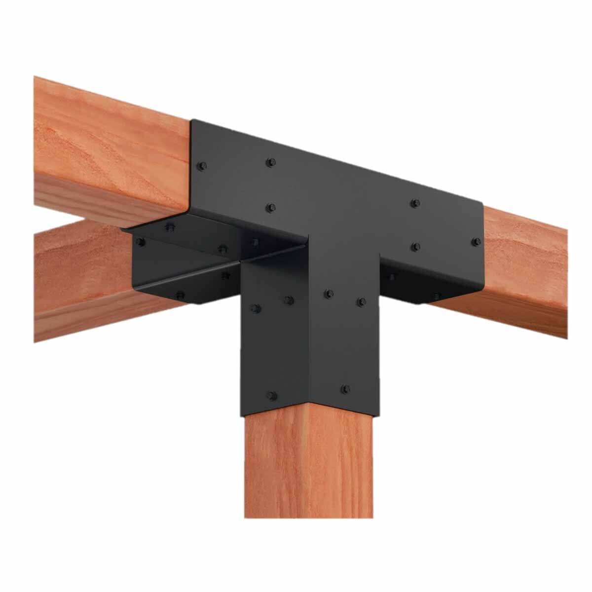 Simpson SAGE-T44-KT1 Strong-Tie Outdoor Accents Sage System 4x4 Middle T Connector Kit with Screws - Decorative Black Powder-Coated Steel for Pergolas and Timber Framing - 3