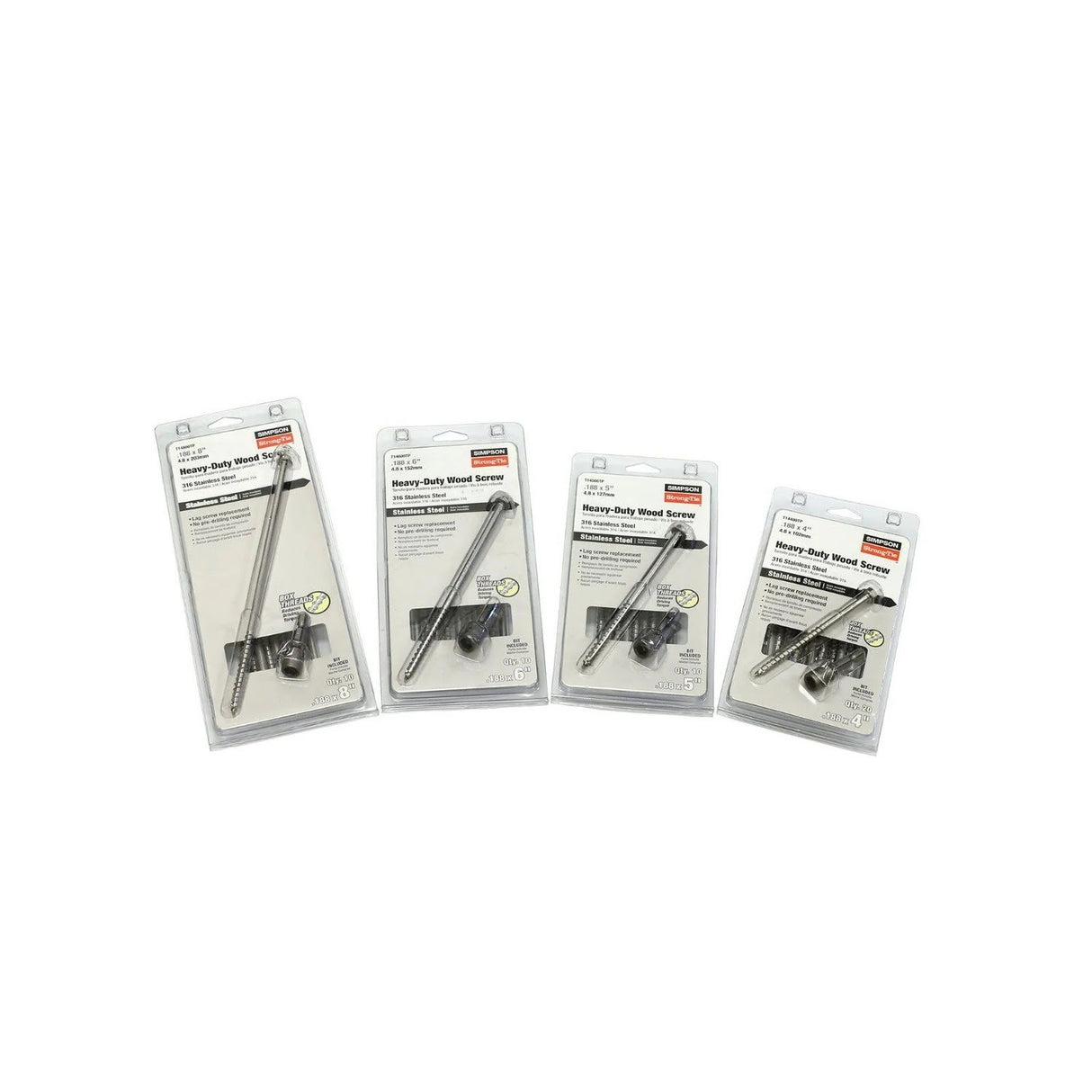 Simpson Strong-Tie SDWH27800SS-R25 Strong-Drive (0.275" x 8") SDWH Timber-Hex SS Screw,Type 316 (25 Pack) - 3