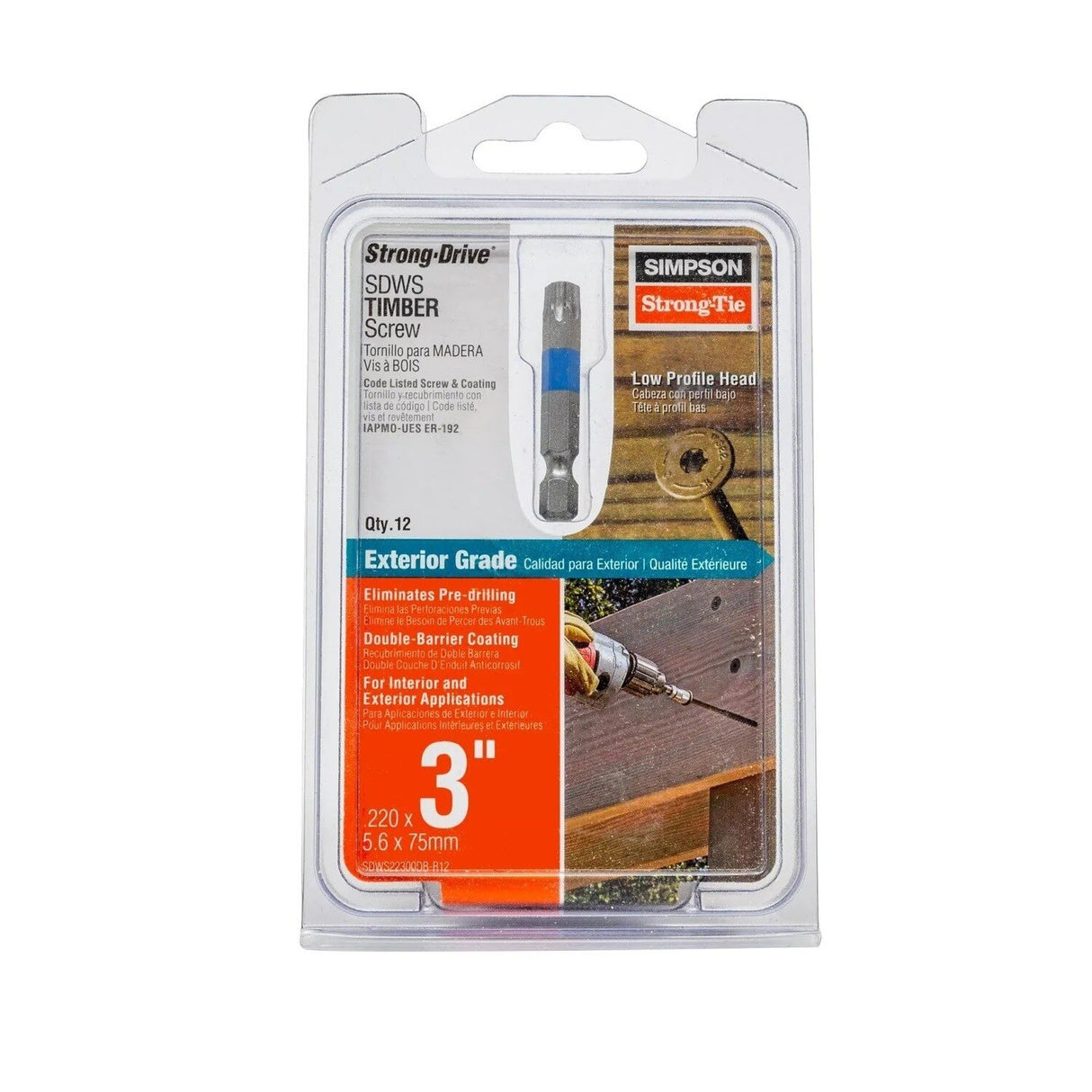Simpson Strong-Tie SDWS22300DB-RP1 Strong-Drive (0.220 in. x 3 in.) T40 SDWS Timber Screw (Exterior Grade) Tan - 2