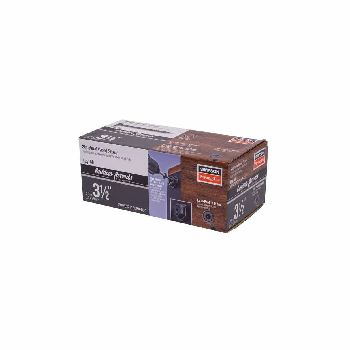 Simpson Strong-Tie SDWS22312DBB-R50 Strong-Drive(.220" x 3-1/2") T40 Outdoor Accents Structural Wood Screw, Black (50 Pack) - 2