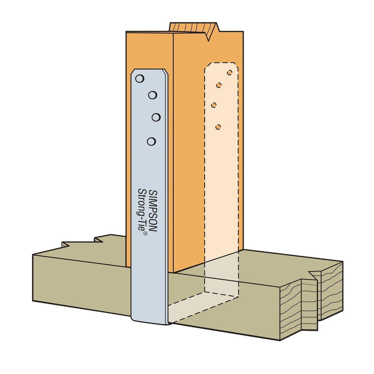 Simpson Strong-Tie SP4 (3-9/16" x 7-1/4") Galvanized U-Shaped Stud Plate Ties - 3