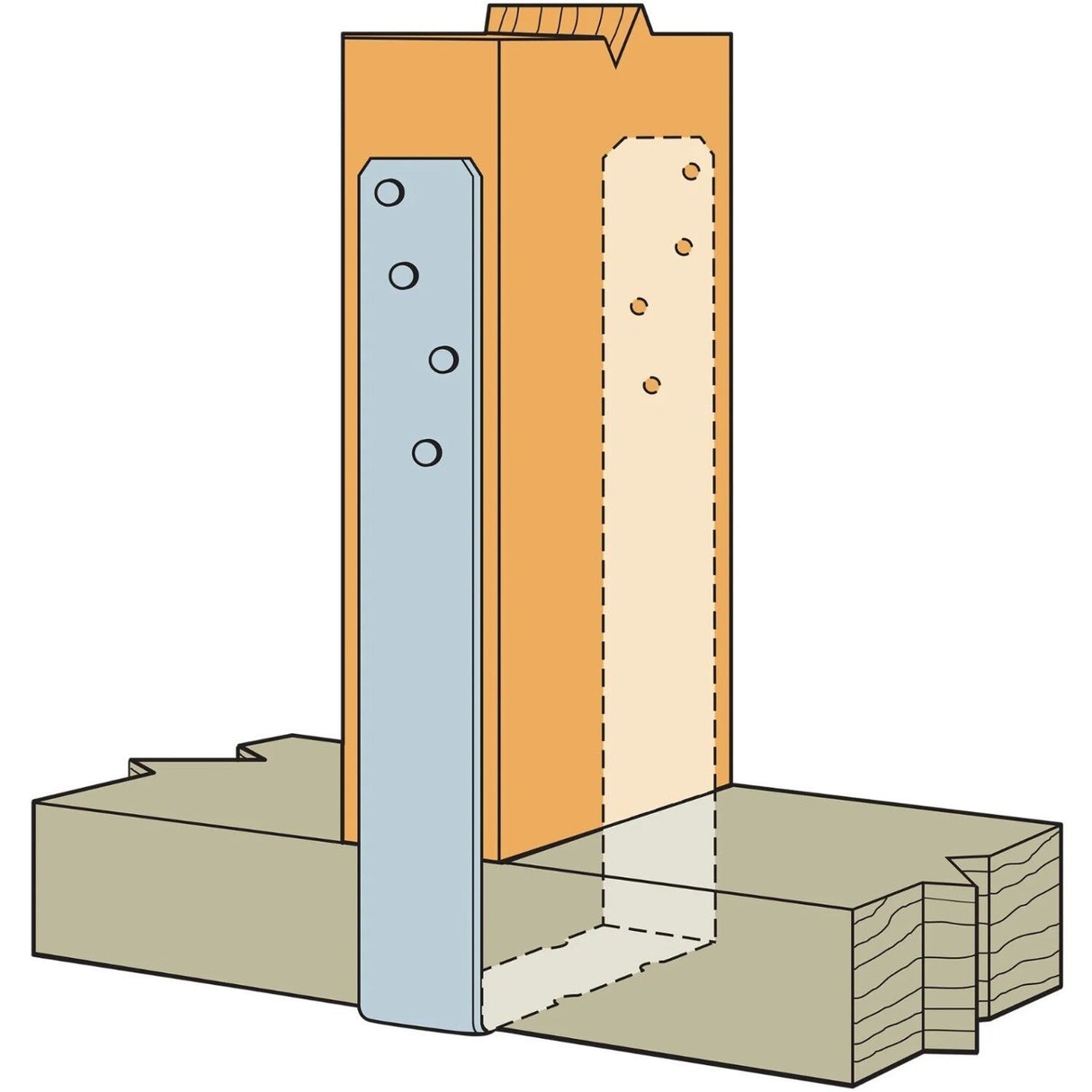 Simpson Strong-Tie SP6 (5-9/16" x 7-3/4") 20Ga Galvanized U-Shaped Stud Plate Ties - 2