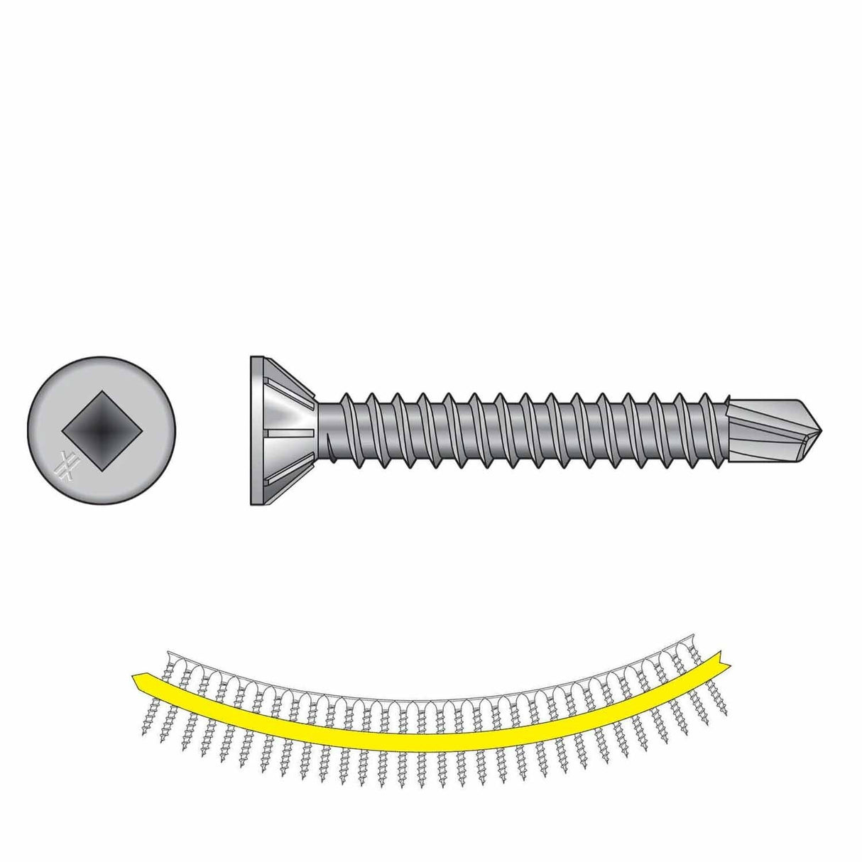 Simpson Strong-Tie SSFHSD112S1016 (#10 x 1-1/2") Collated Wood-to-CFS Screw - Flat Head, Type 410 (1000 Pack)