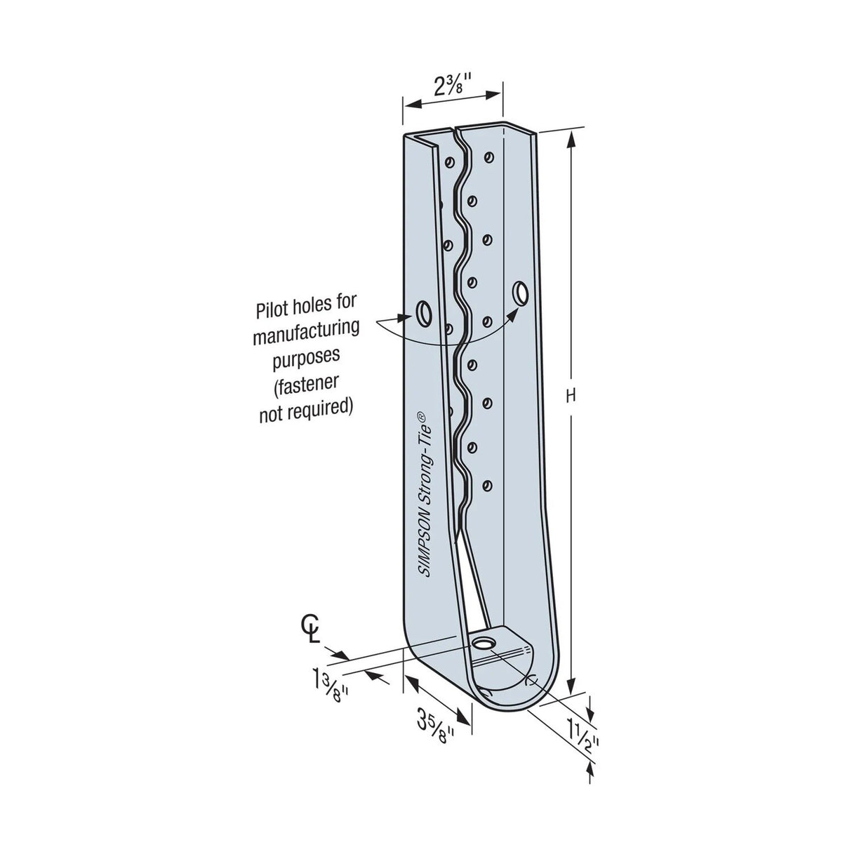 Simpson Strong-Tie S/HDU6 (10-3/8") Light-Gauge Steel Holdown, G90 Galvanized - 4